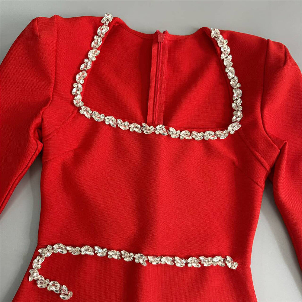 Minimalist Square Neck Bandage Dress
