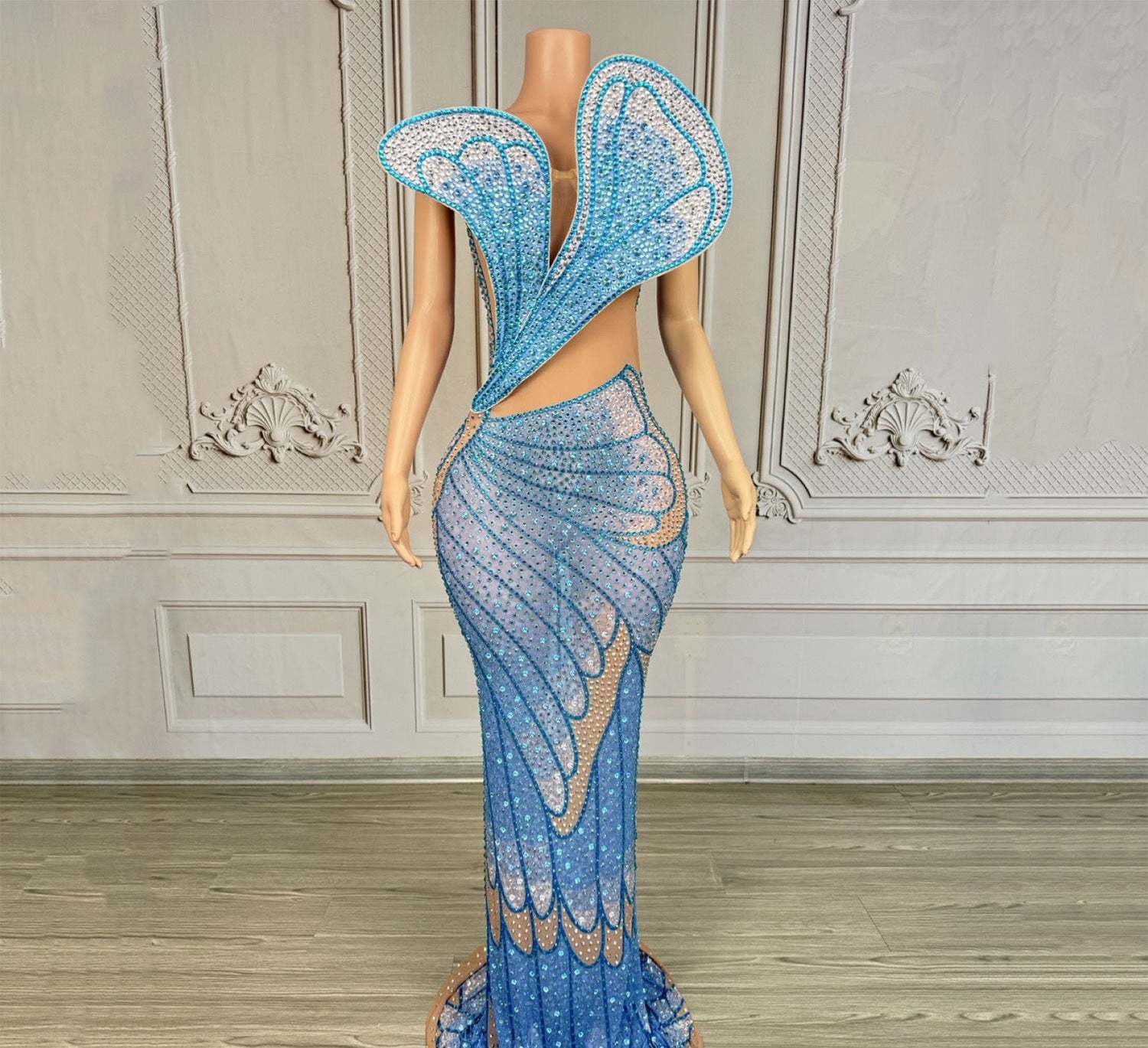Crystal-Fringed Textured Bodycon