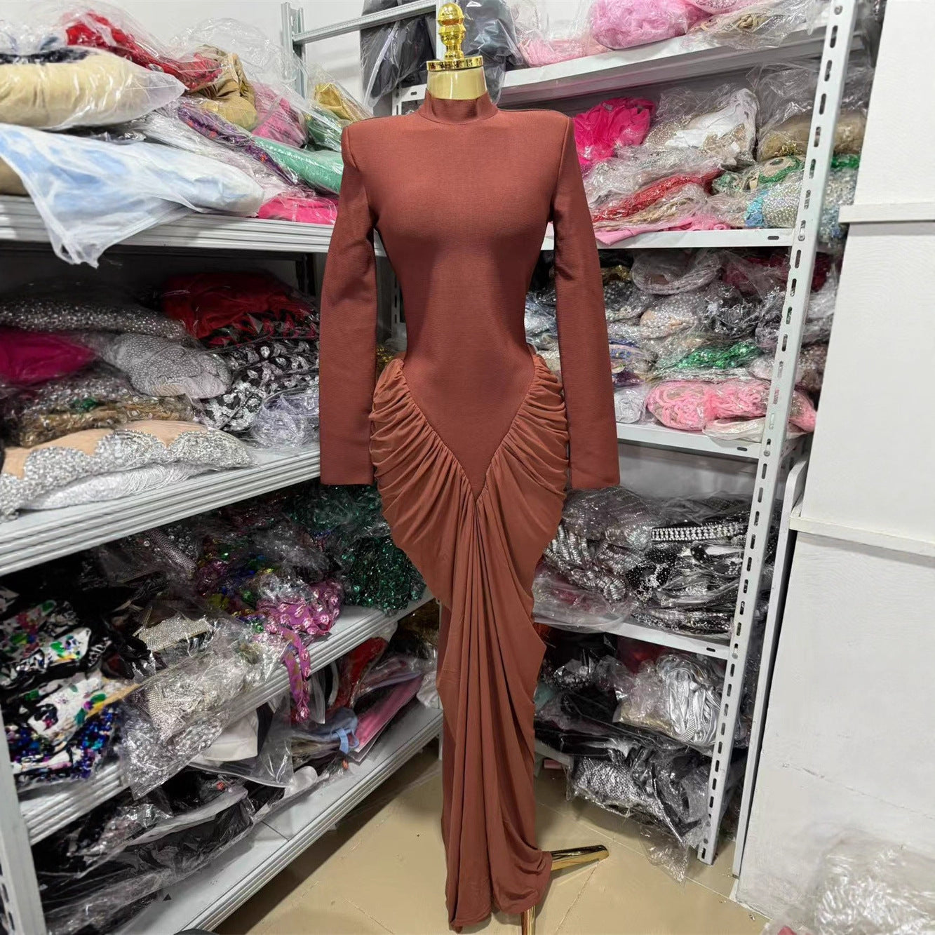 Vibrant Contrast-Stitch Bandage Bodycon