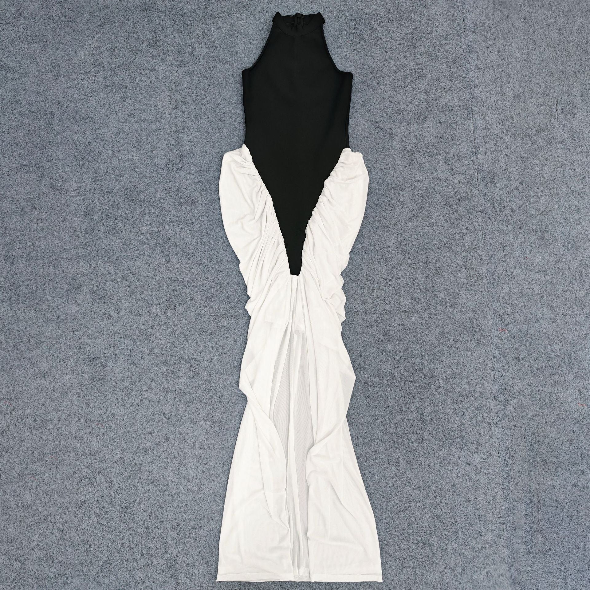 Talenza Slim Sleeveless Shrinking Clash Long Bandage Vintage High Waisted Summer Dress