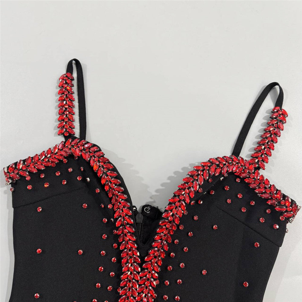 Luxe Heavyweight Bandage Dress with Rhinestone Bustier