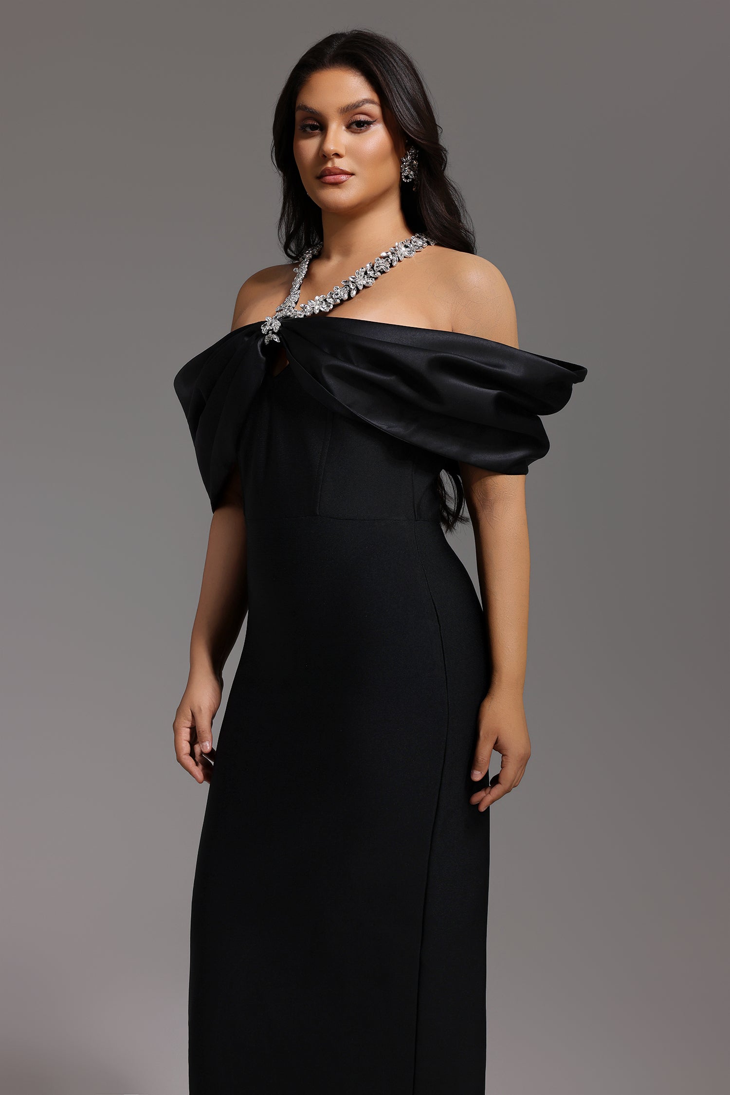 Off Shoulder Puff Sleeve Bodycon Long Bandage Dress Birthday or Red Carpet Celebrate