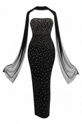 Angelic Glow High-Neck Embellished Bandage Gown