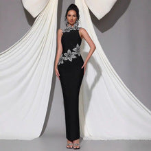 Floral Appliqué Feminine Bandage Dress