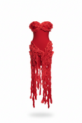 Strapless Ruffles Tassel Splicing Irregular Birthday Gown