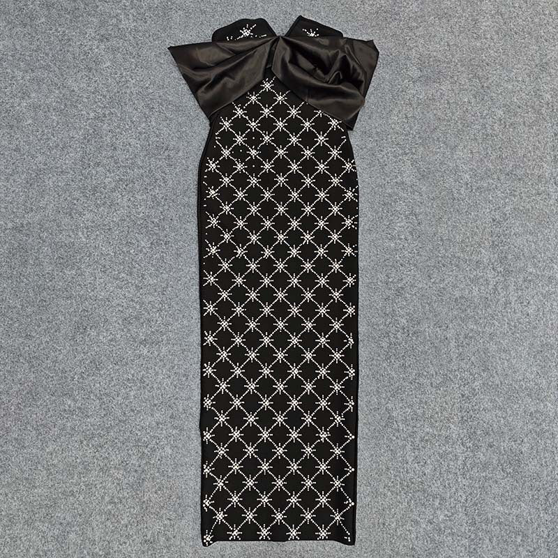 Knitted Bandage Bodycon Dress Off Shoulder Chic Long Dress