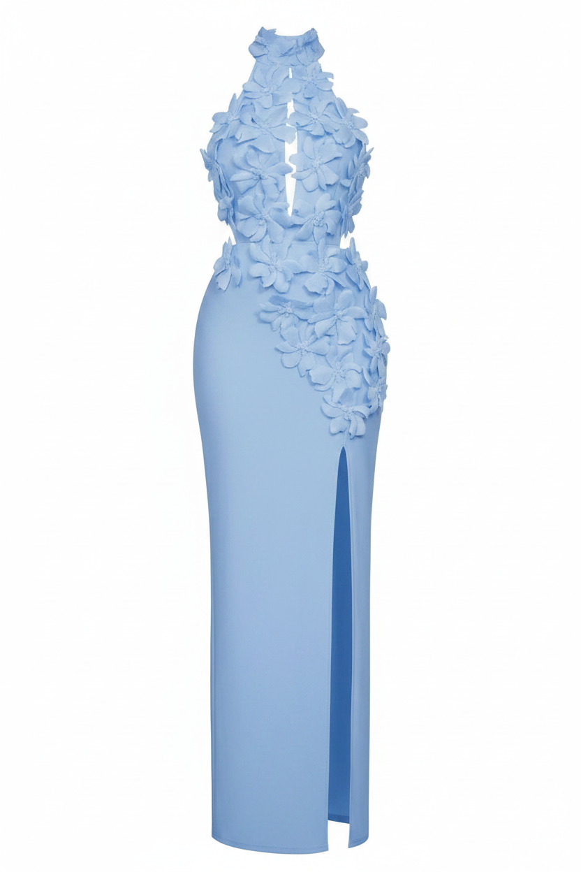 Sexy High Neck Floral Party dress