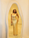 Glittering Metallic Thread Bandage Dress