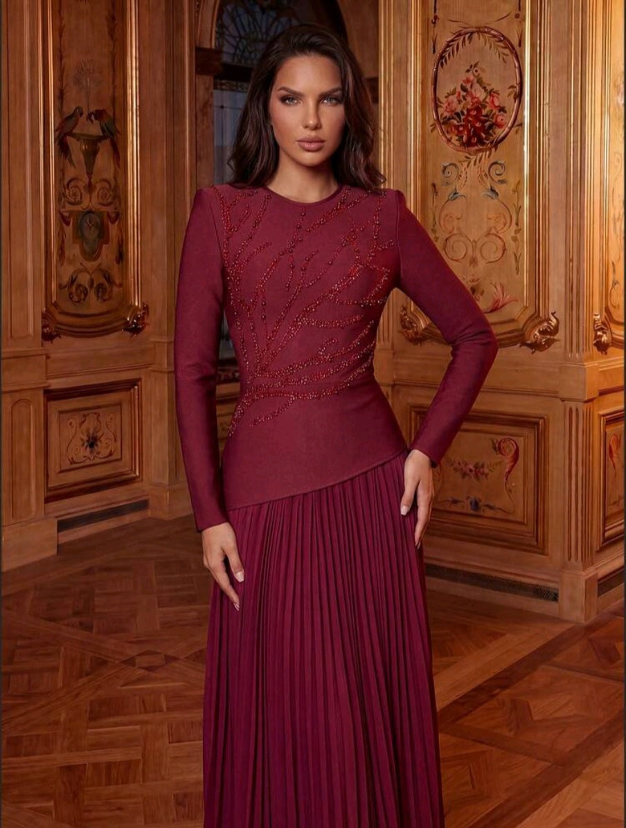 Dark Emerald Conservative Bandage Gown