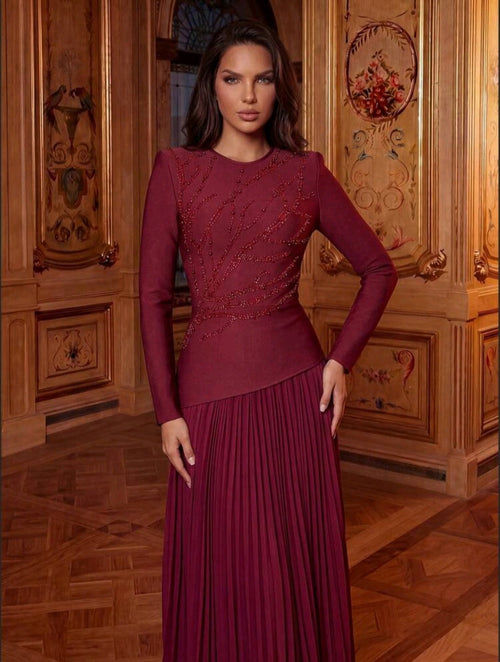 Dark Emerald Conservative Bandage Gown