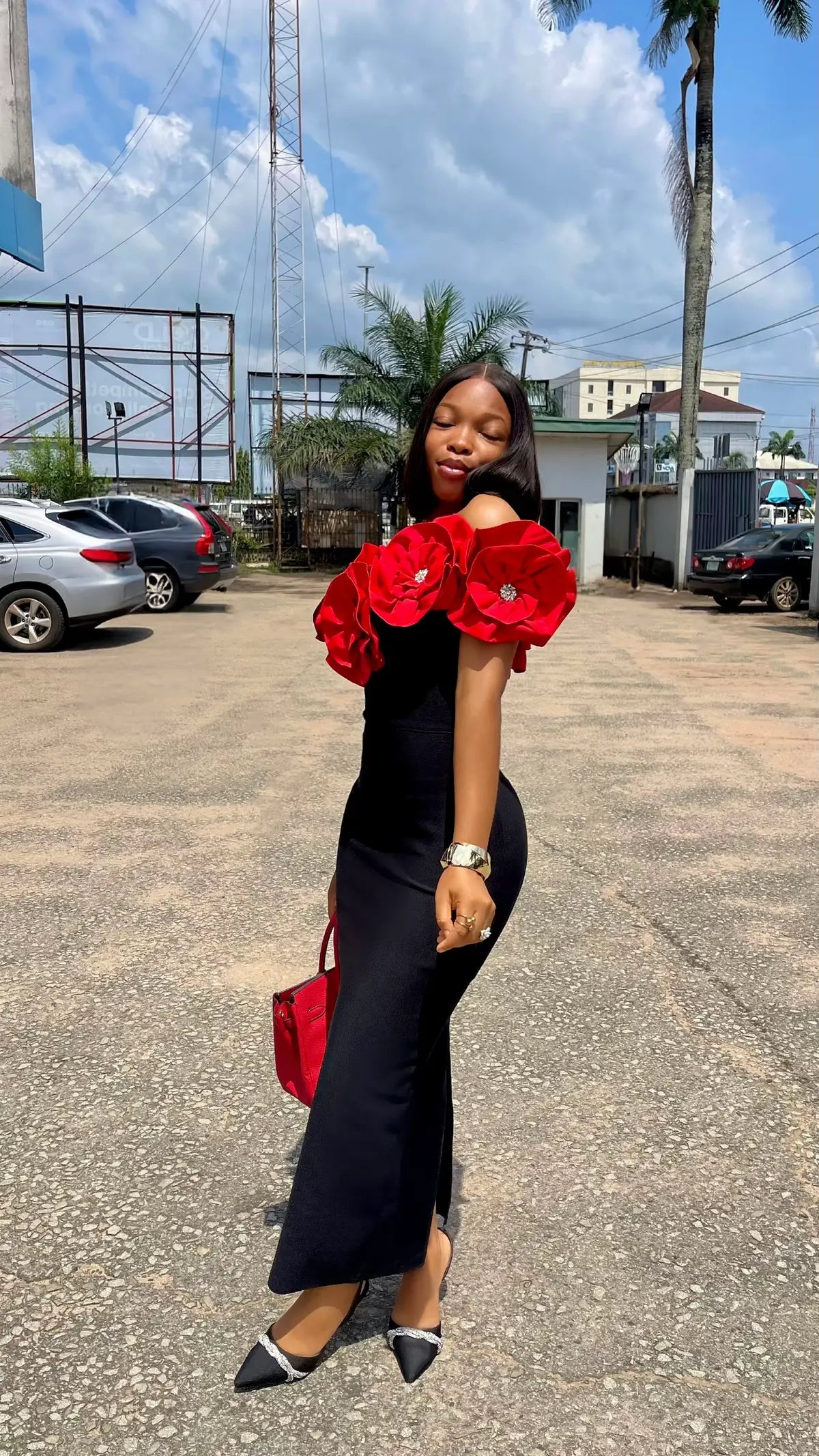 One Shoulder Bared Rosebud Wrap Retro Long Gown