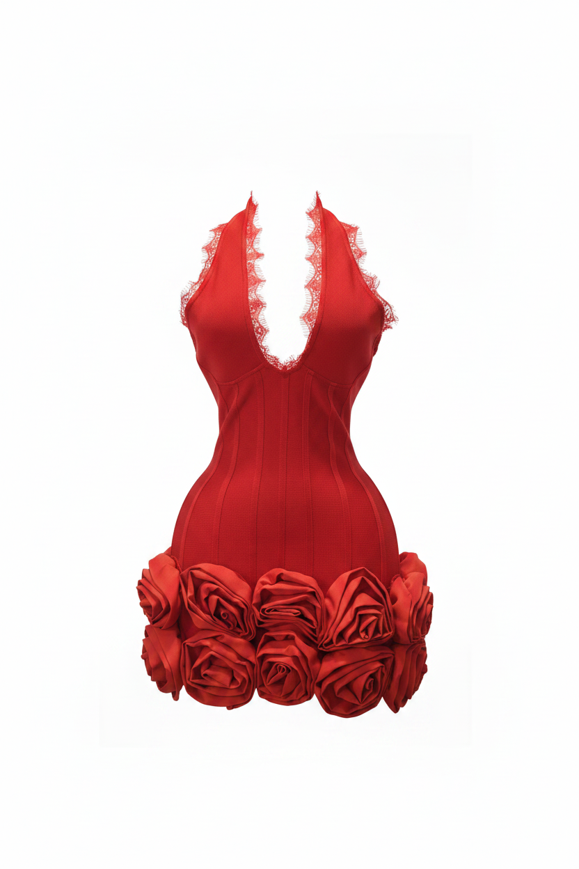 Sexy Halterneck Slim Floral