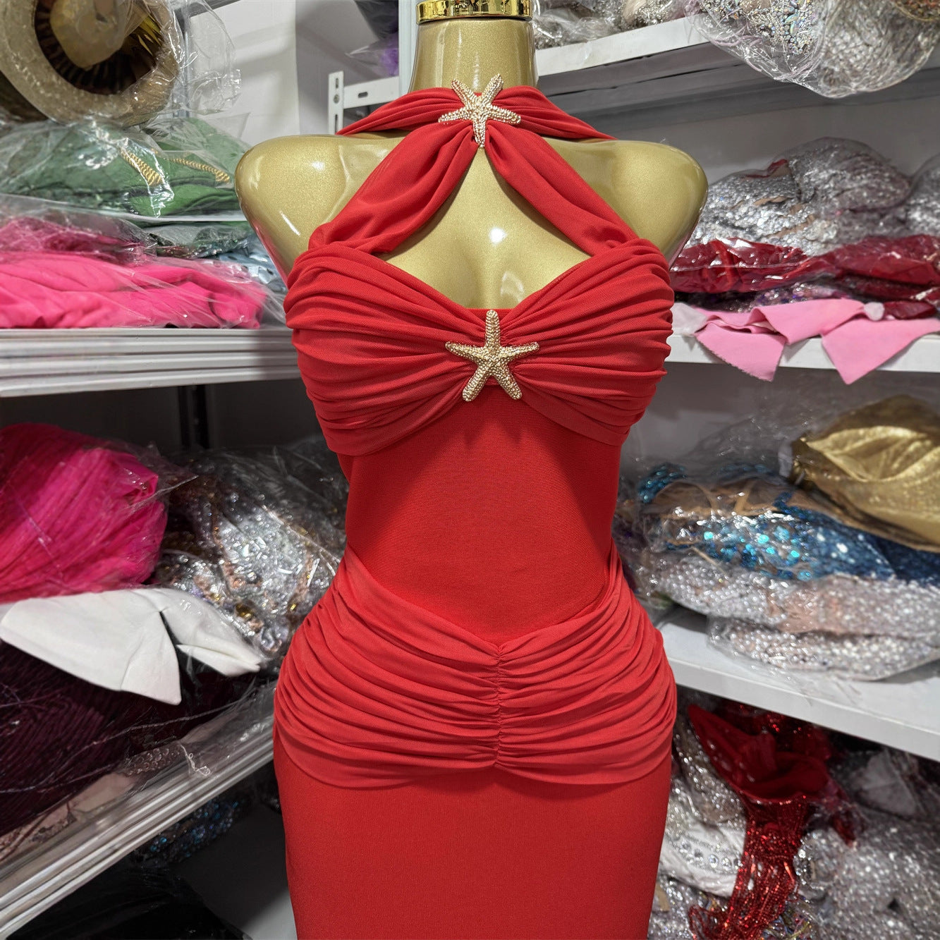 Halterneck Dress, Tight and Sexy Starfish Hip-Hugging Fashionable Long Gown