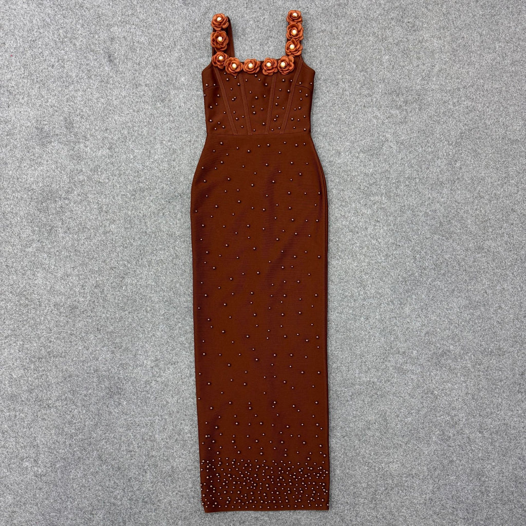 Backless Flower Sleeveless Sexy Suspender Slim-Fitting Beaded
