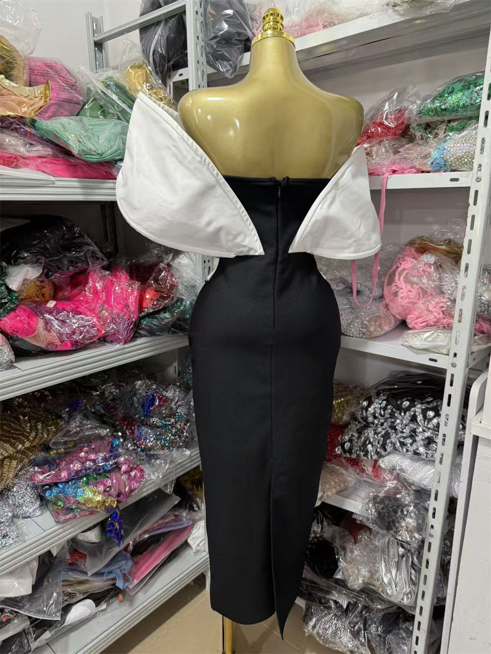 Sexy Sleeveless Off Shoulder Backless Strapless Skinny Bodycon Bandage Gown