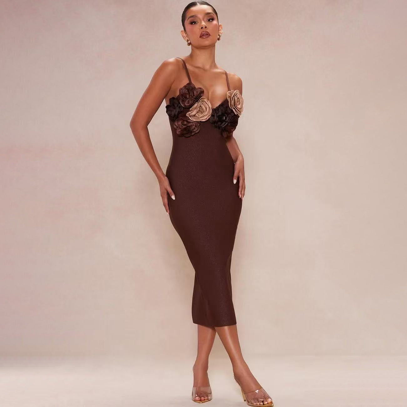 Bold Color-Block Geometric Bandage Dress
