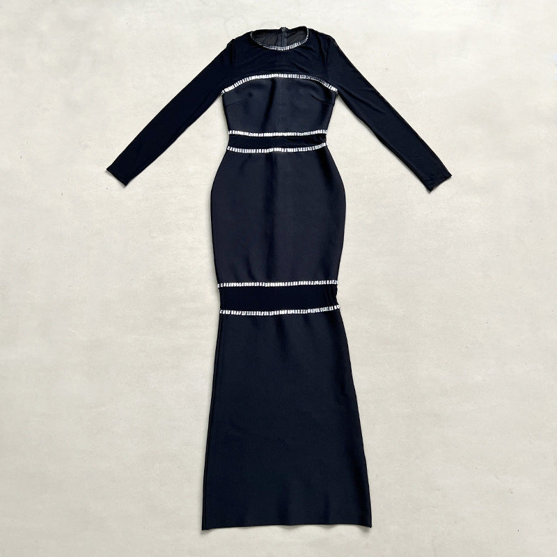Velvet Inset Winter Bandage Dress