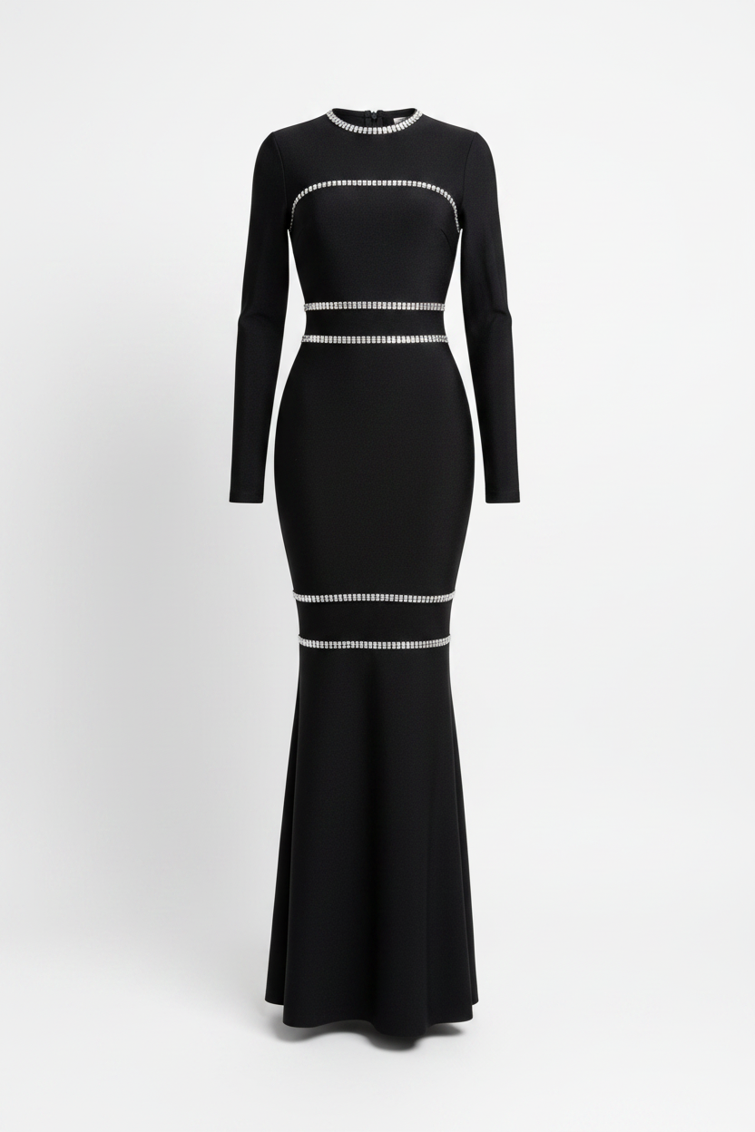 Velvet Inset Winter Bandage Dress