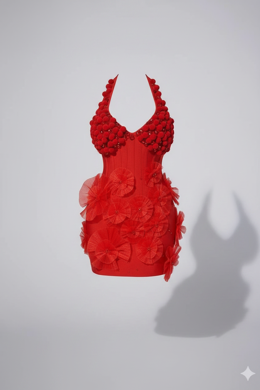 Aries Red Flame Sculpting Birthday Gown