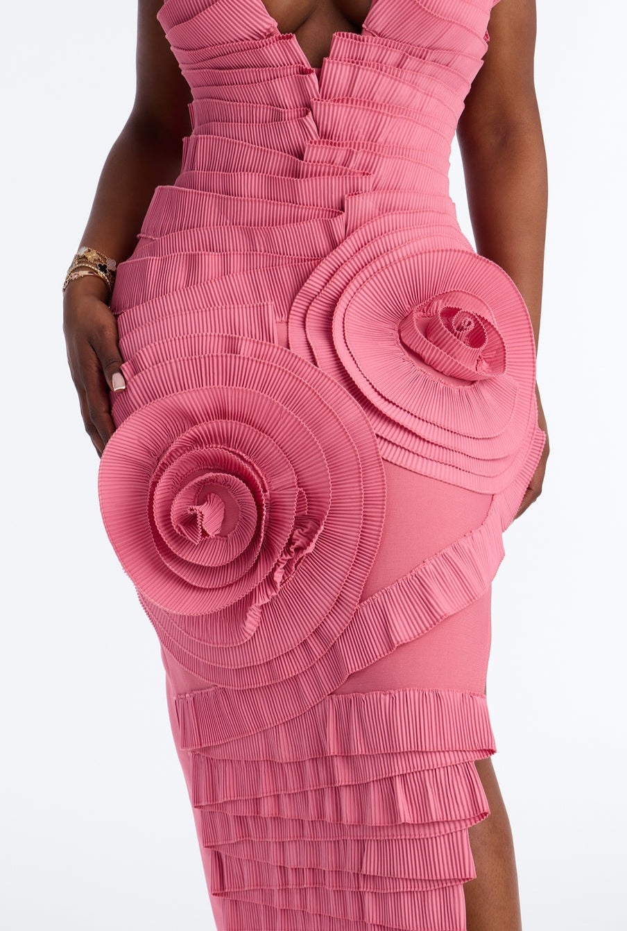 Soft Tulle-Contrast Bandage Dress