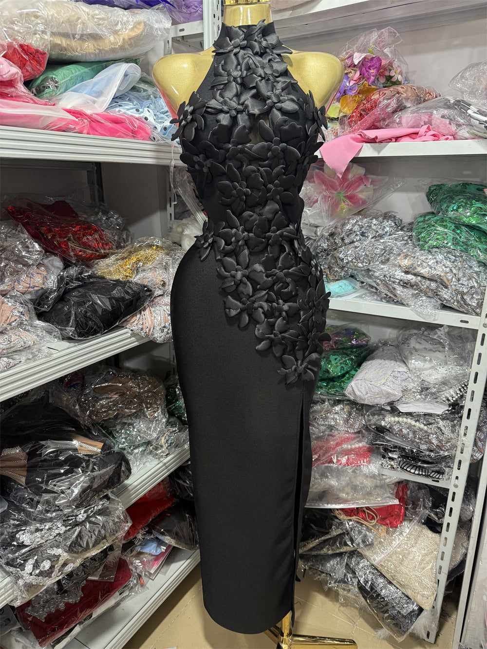 Sexy High Neck Floral Party dress