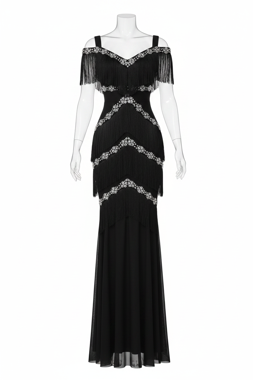 Blinding Brilliance — Full Crystal Bodycon Evening Gown