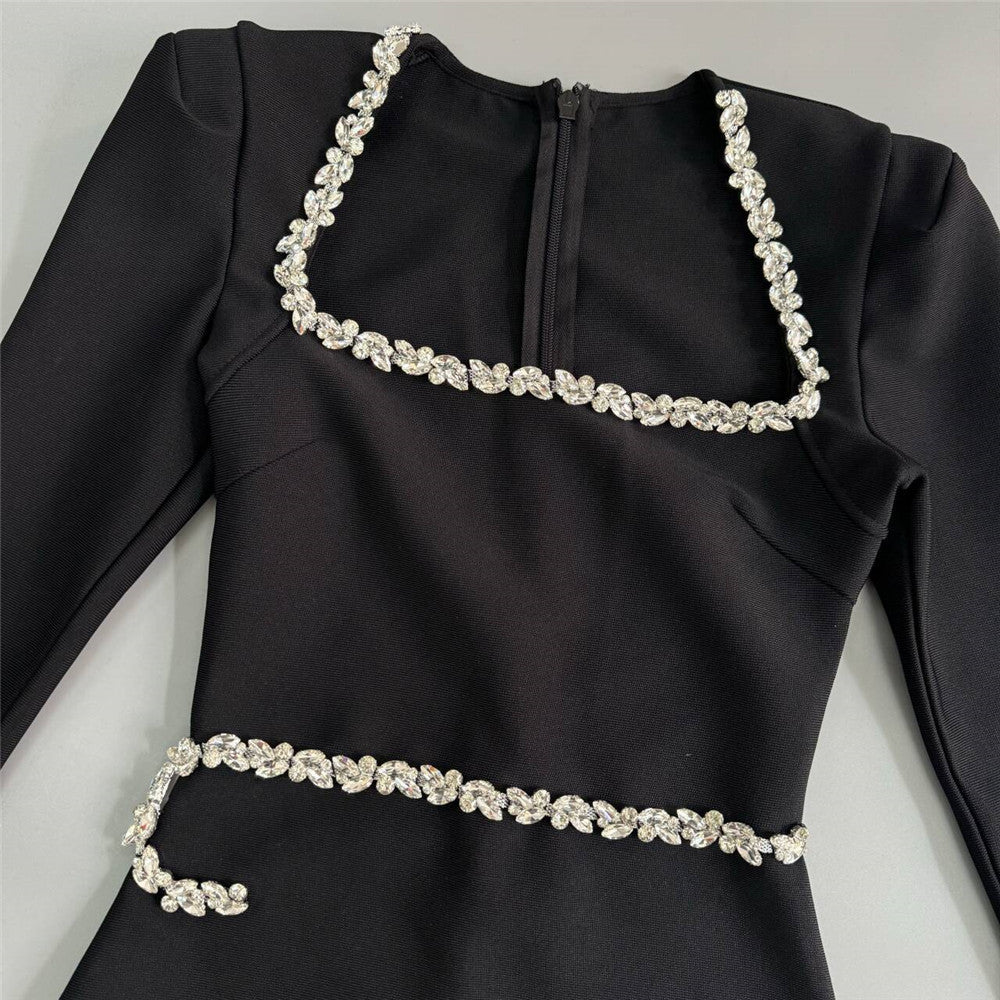 Minimalist Square Neck Bandage Dress