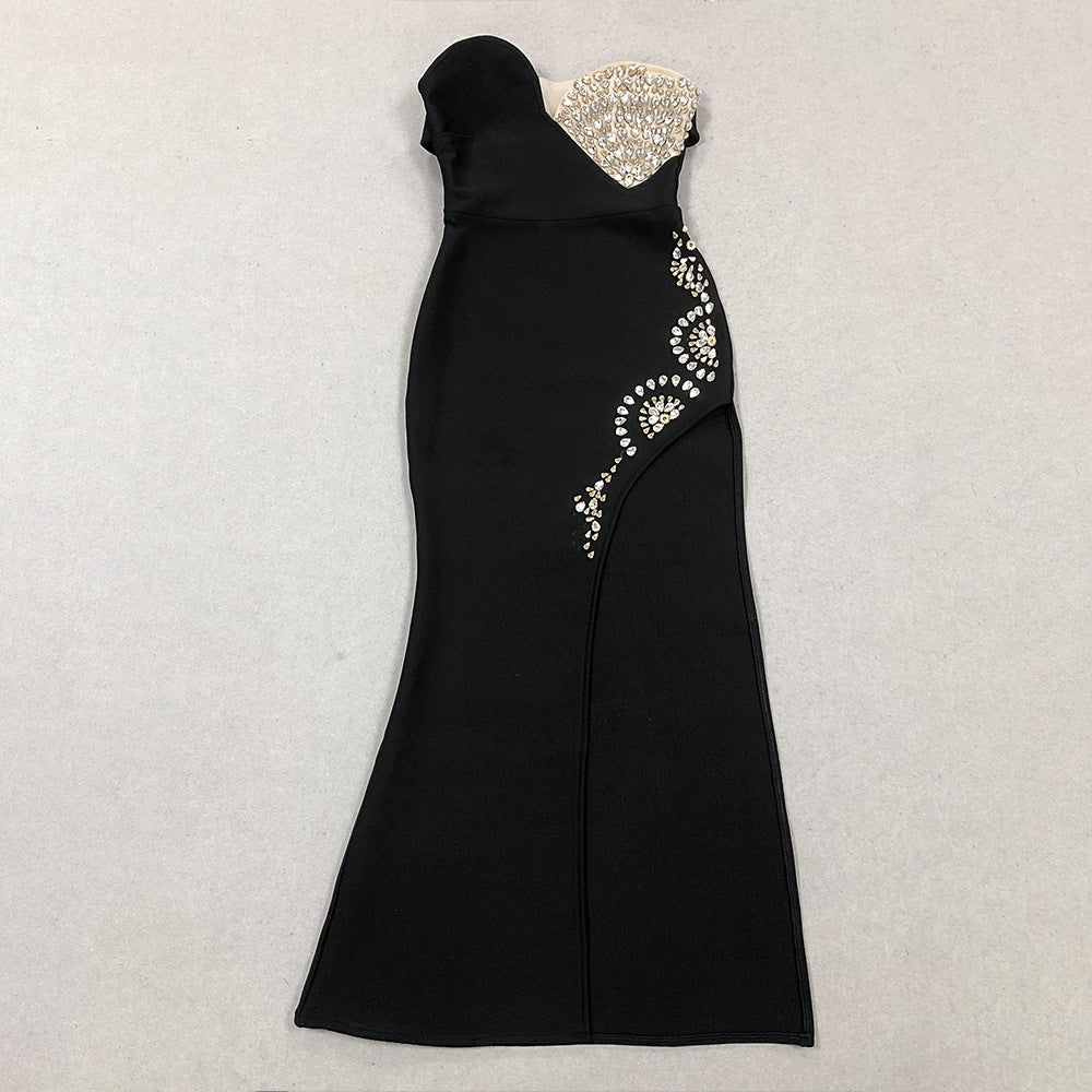 Strapless Shinning Crystal Bodycon Bandage Dress