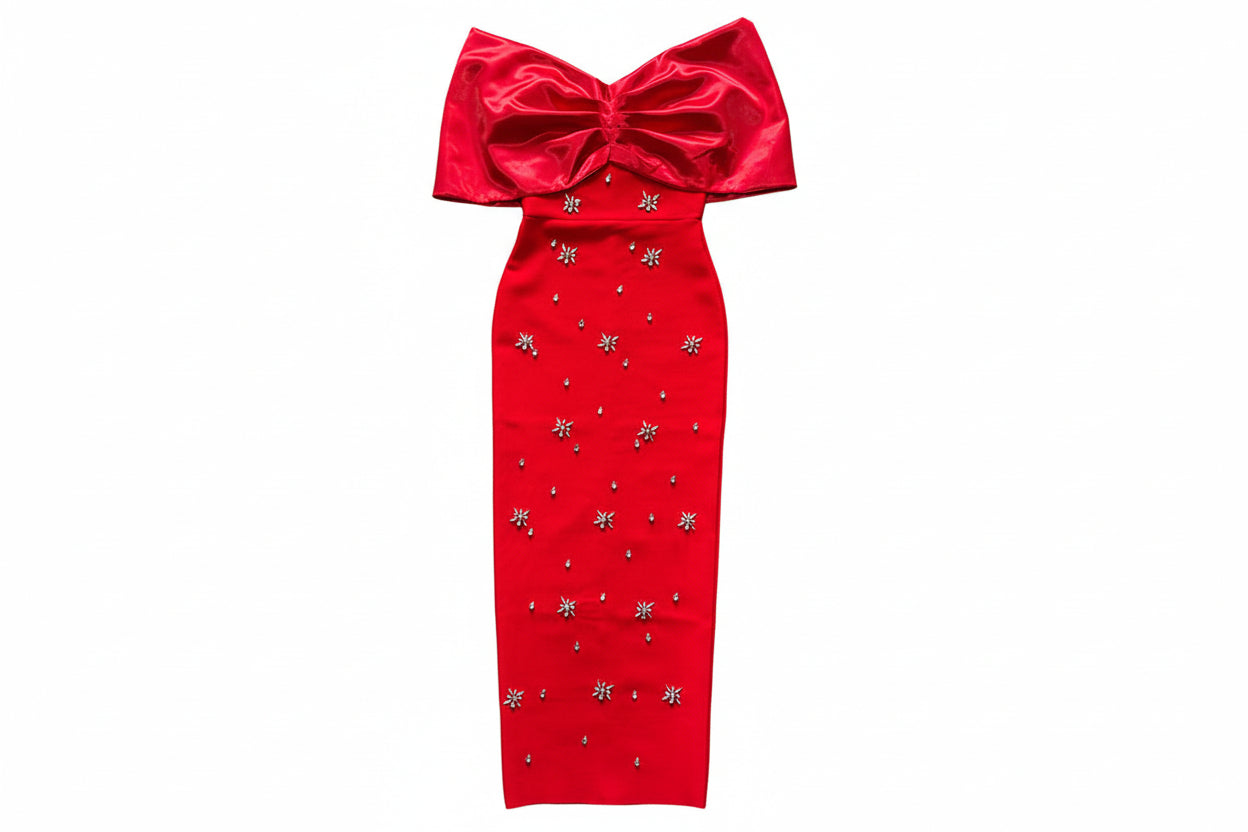Premium Ribbed Rayon Bandage Gala Dress