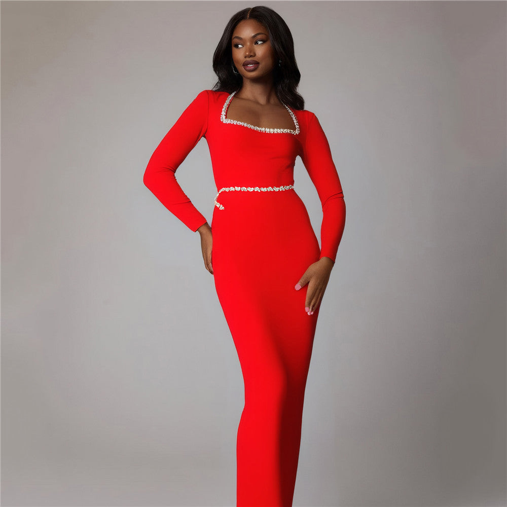 Minimalist Square Neck Bandage Dress