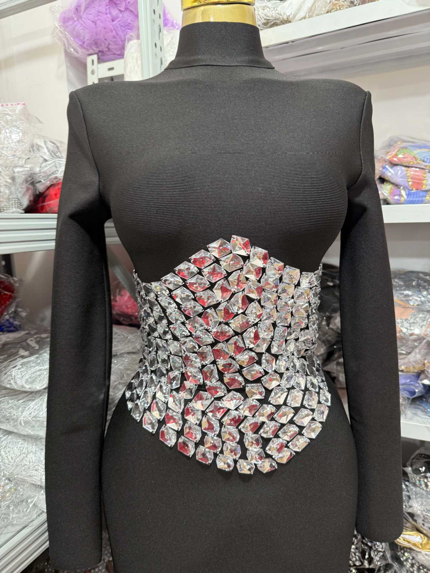 Iconic Rhinestone Sweetheart Neck Bandage Dress