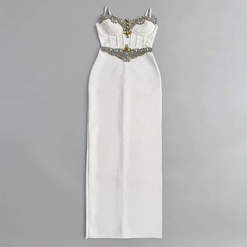 Crystal-Encrusted Sweetheart Bandage Dress