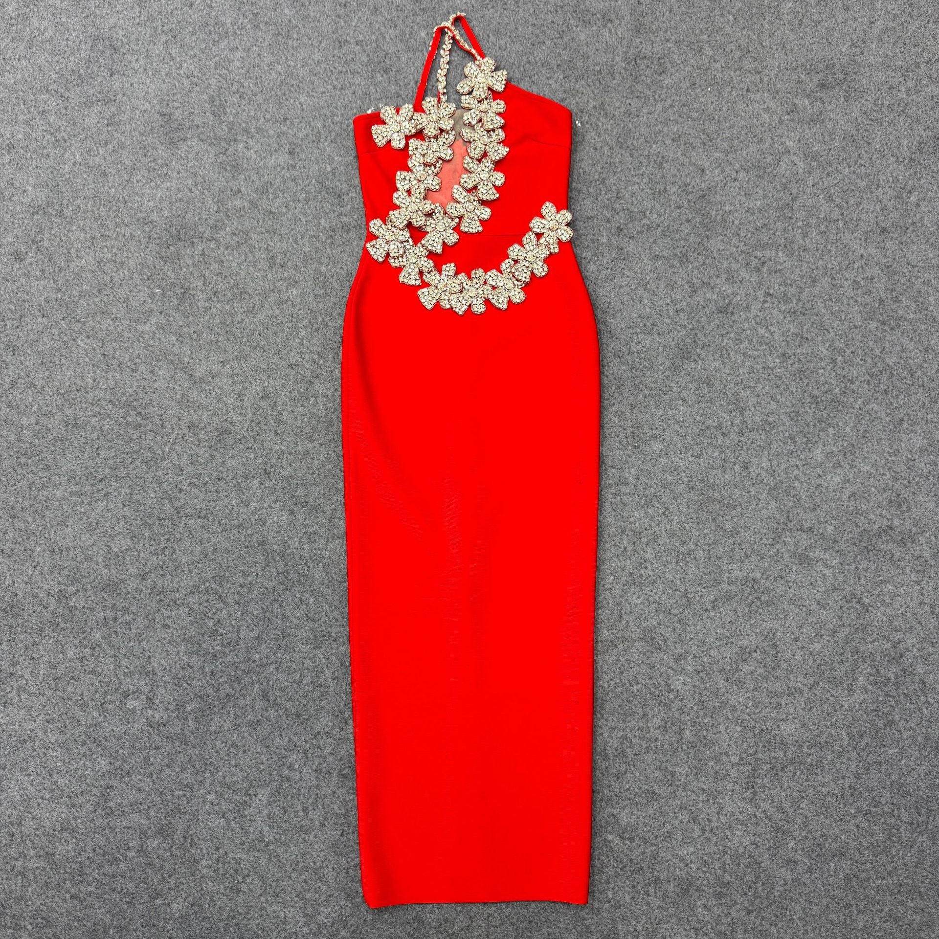 High-Glitz Rhinestone Strap Bandage Dress