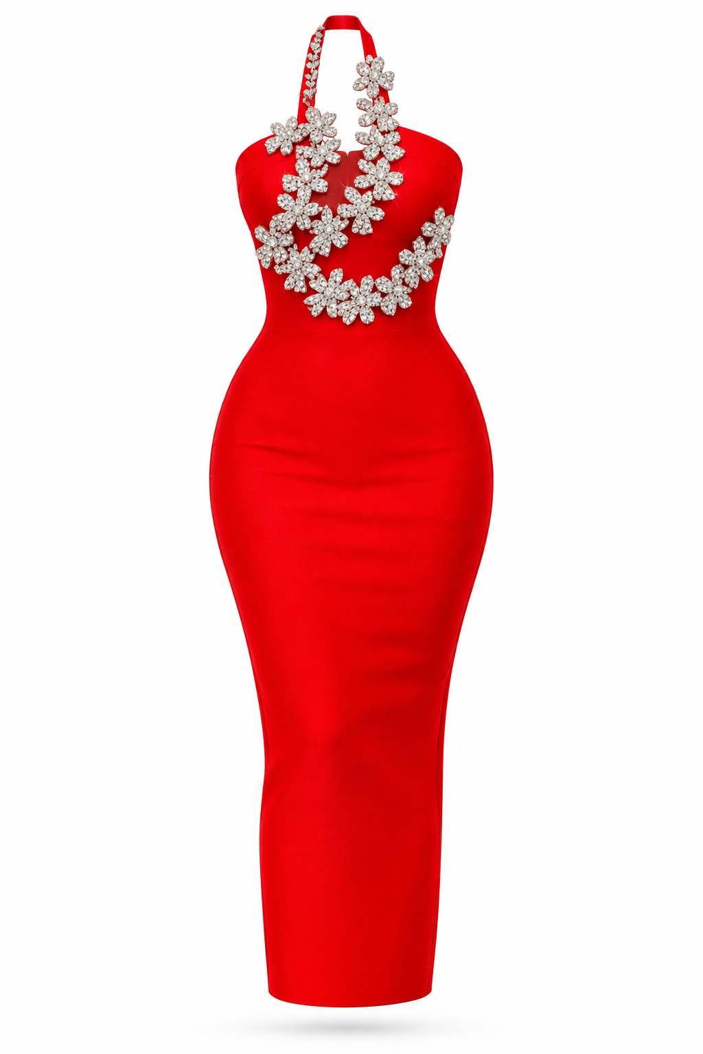 High-Glitz Rhinestone Strap Bandage Dress