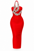 High-Glitz Rhinestone Strap Bandage Dress