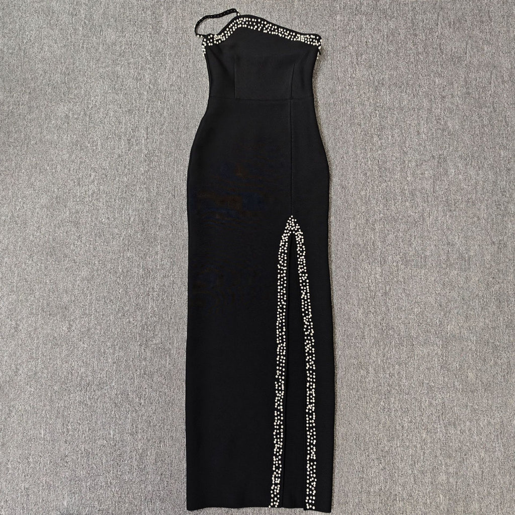 Sexy Spaghetti Strap Beaded Rhinestone Elegant Socialite Style
