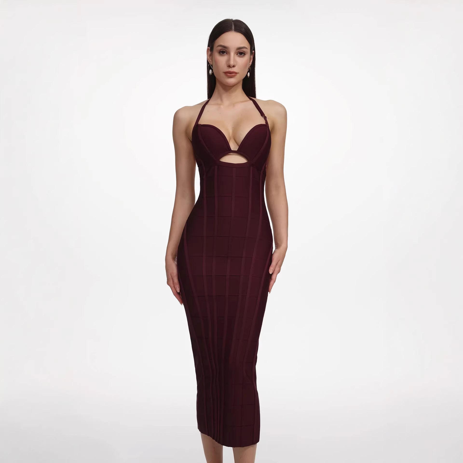 Elegant Cape-Sleeve Bandage Dress