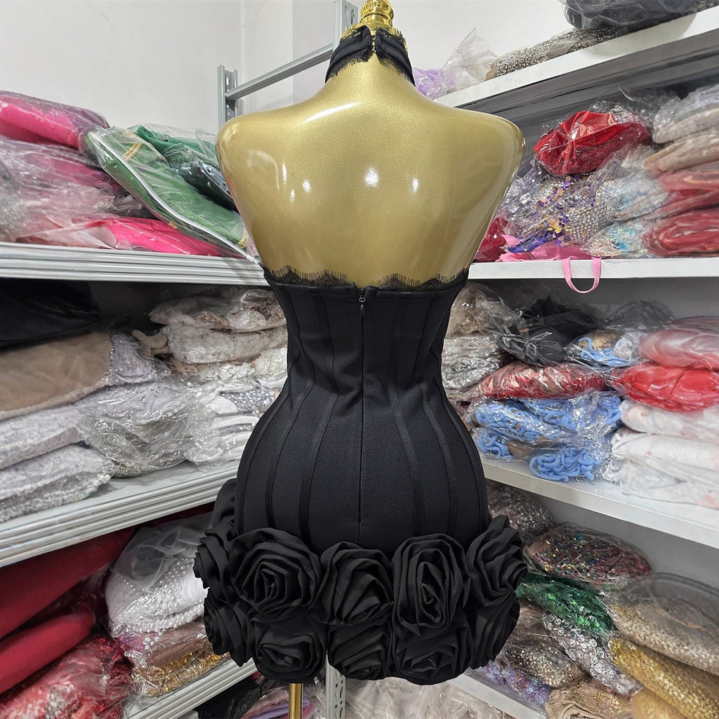 Sexy Halterneck Slim Floral