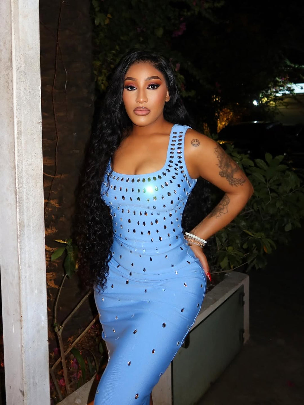 Sleeveless Sexy O-Neck Shinning Crystal Bodycon Bandage Long Dress Party Celebrate