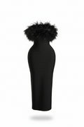 Strapless Feathers Bandage Dress