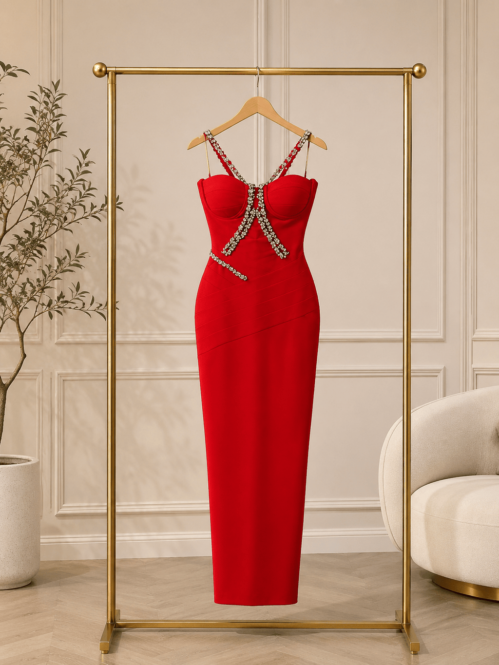 Goddess Drape Chiffon-Bandage Gown