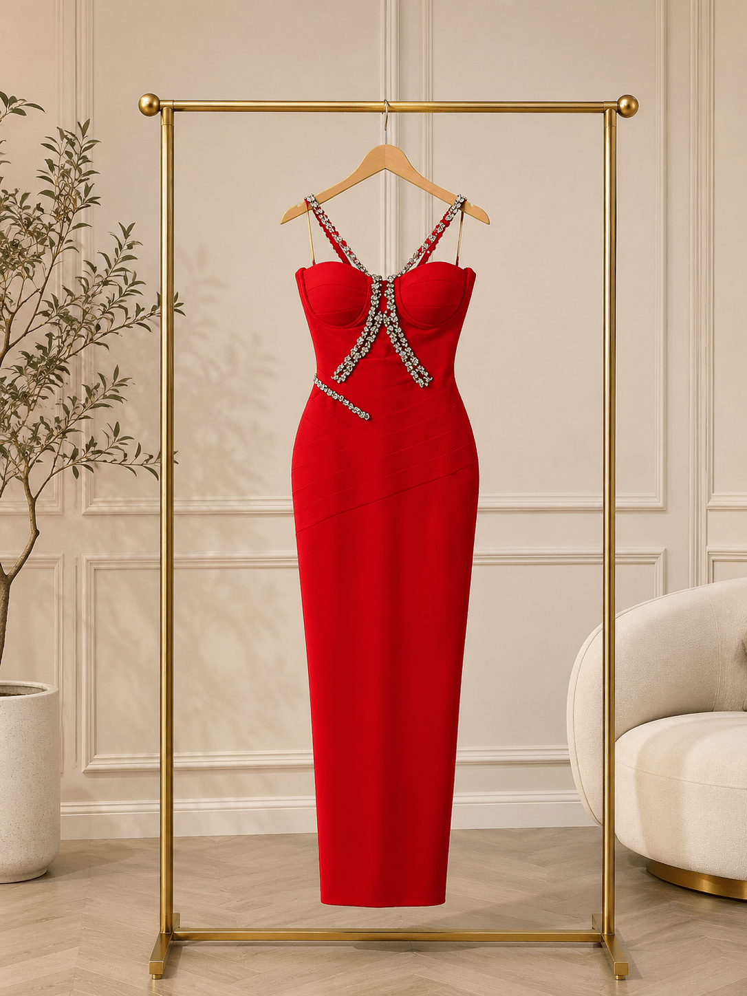 Goddess Drape Chiffon-Bandage Gown