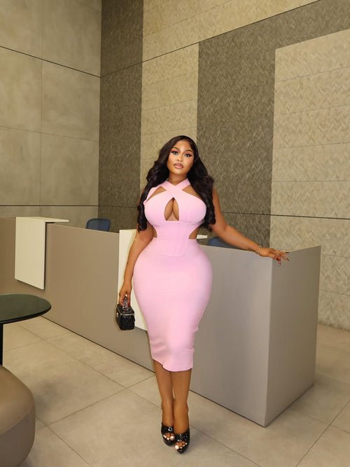 Flutter Sleeve Turtleneck Bandage Midi