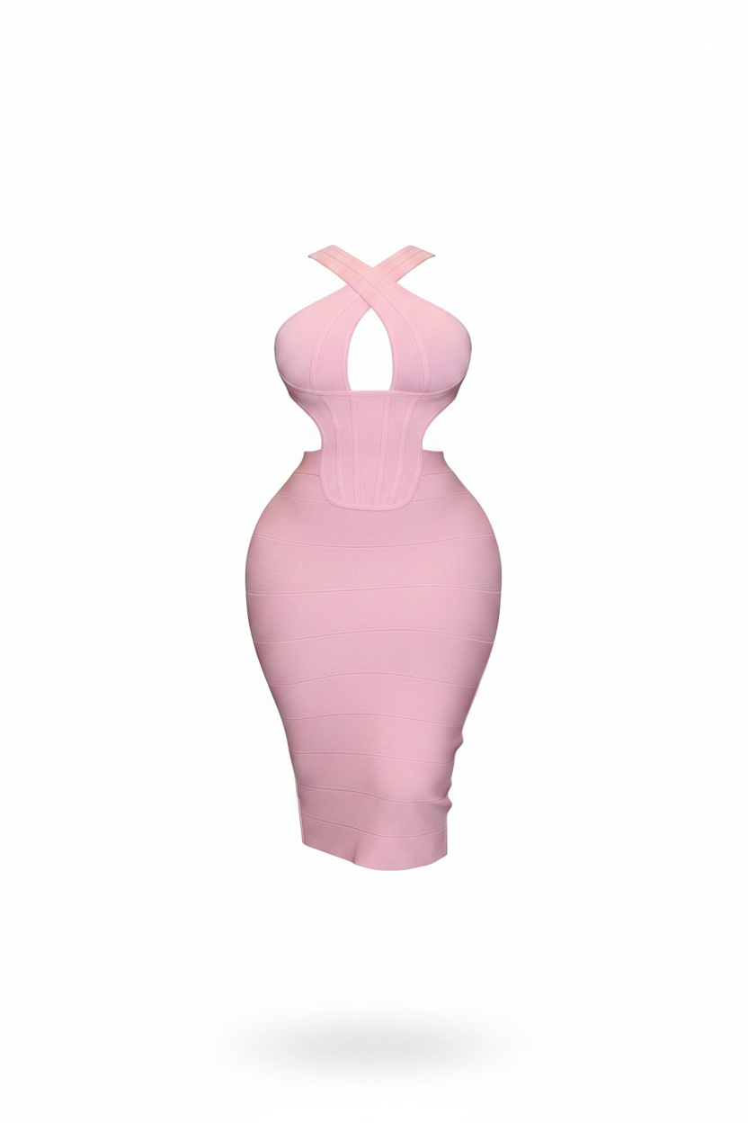 Flutter Sleeve Turtleneck Bandage Midi