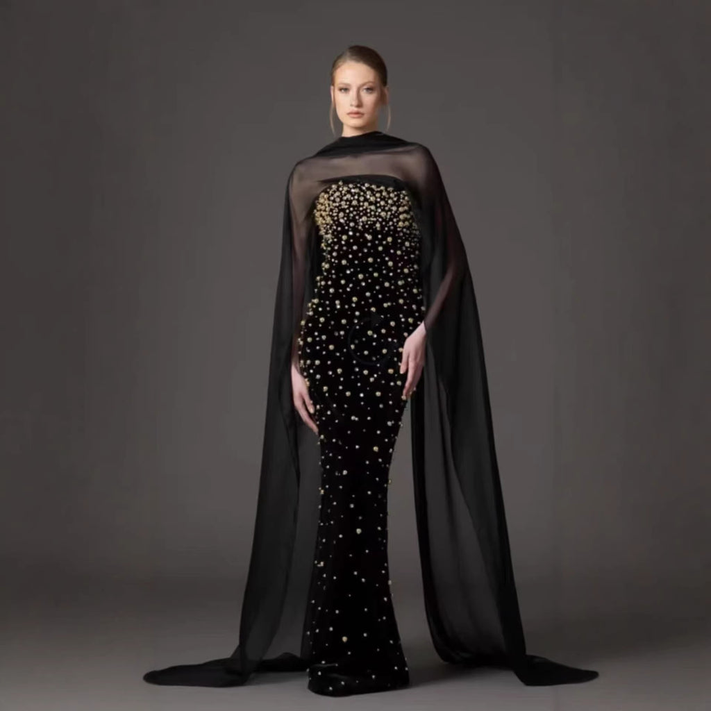 Angelic Glow High-Neck Embellished Bandage Gown