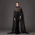 Angelic Glow High-Neck Embellished Bandage Gown