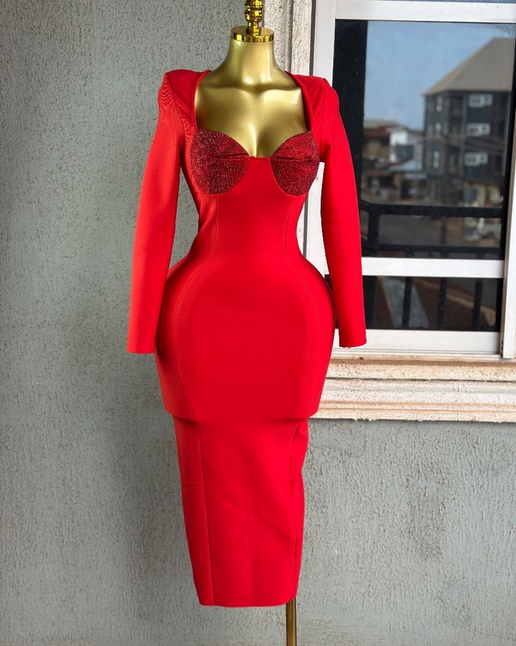 Elegant Wrap Chest with Shoulder Pad Slimming Long Dress