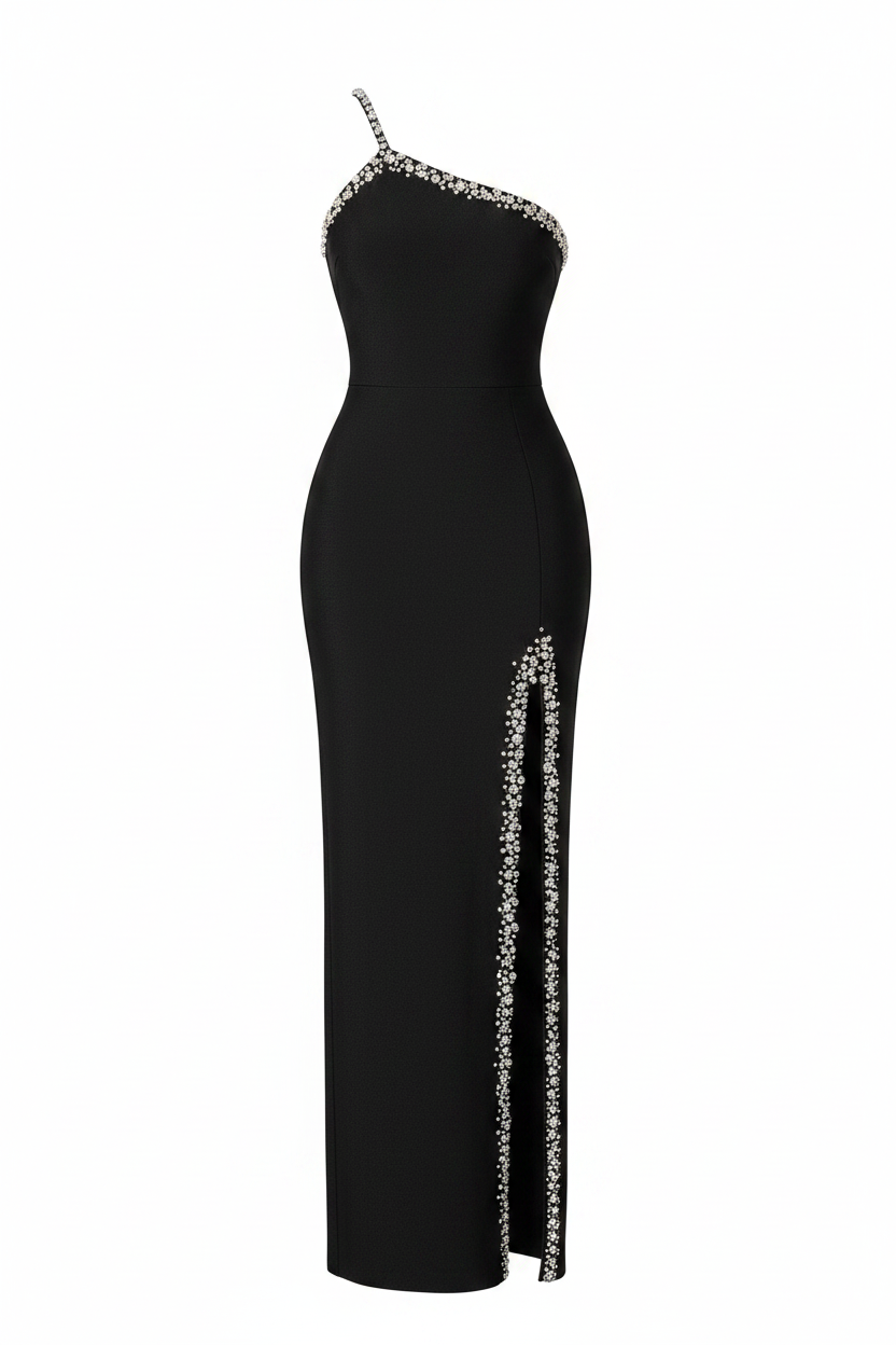 Sexy Spaghetti Strap Beaded Rhinestone Elegant Socialite Style