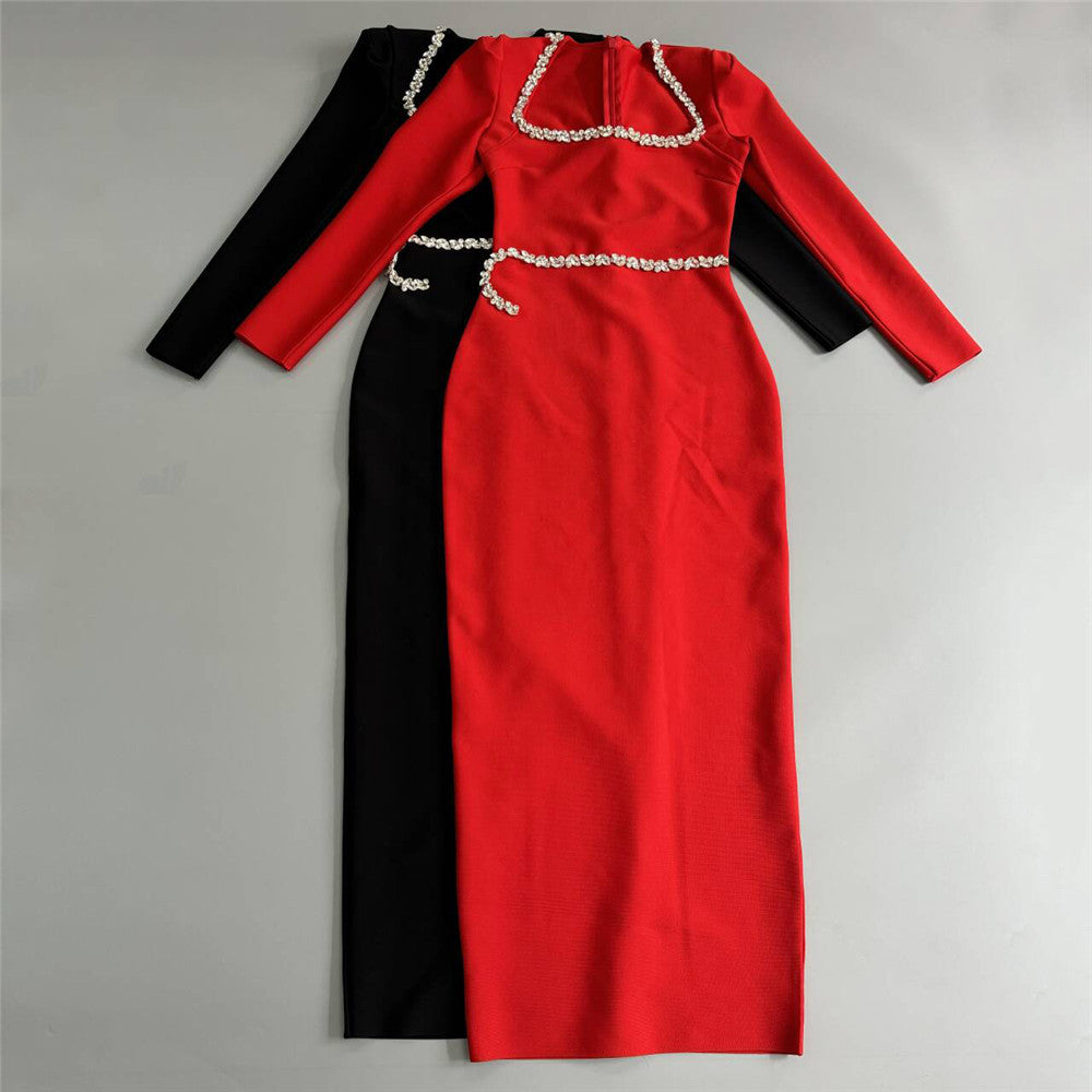 Minimalist Square Neck Bandage Dress