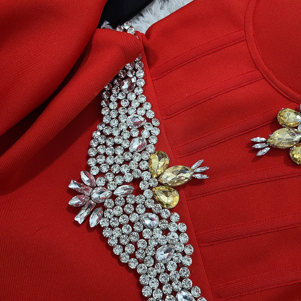 Crystal-Encrusted Sweetheart Bandage Dress